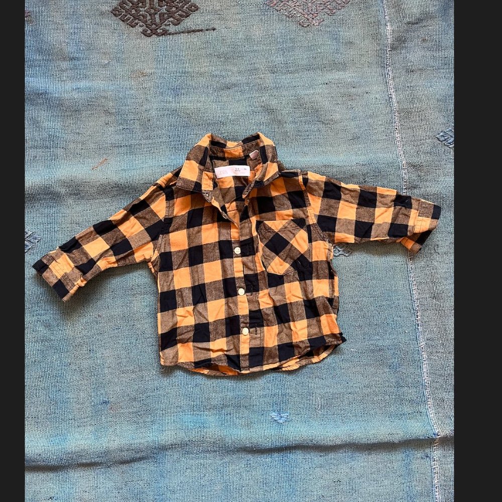 Zara baby boy checkered flannel  6-9 months